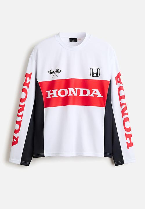 H&M - Oversized fit long-sleeved mesh top - white/honda