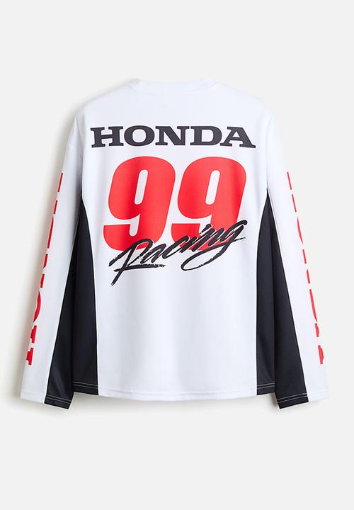 H&M - Oversized fit long-sleeved mesh top - white/honda