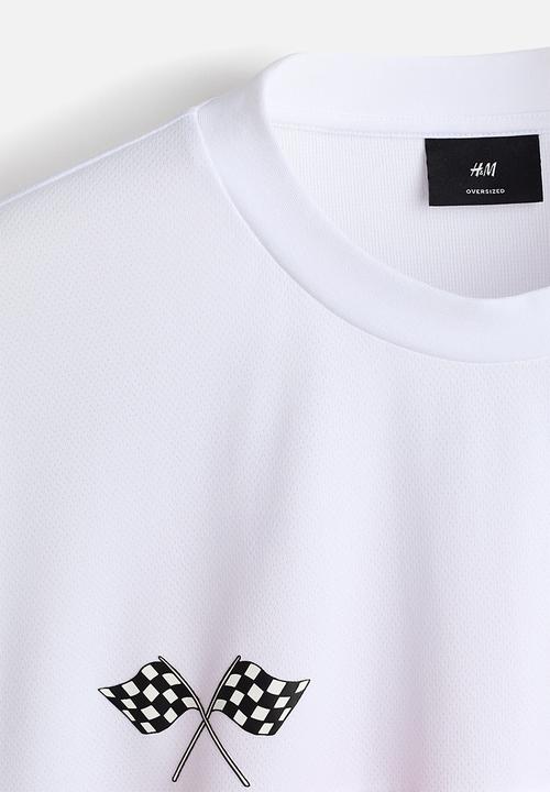 H&M - Oversized fit long-sleeved mesh top - white/honda