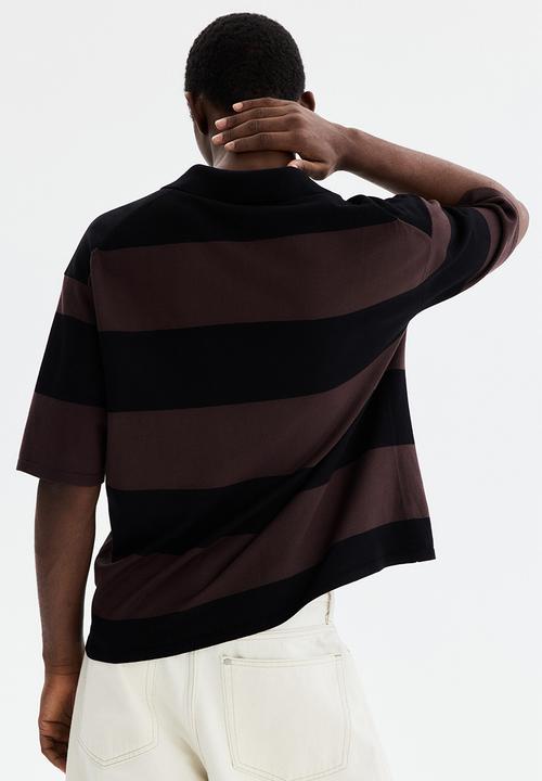 H&M - Loose fit polo shirt - brown/striped