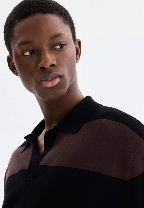 H&M - Loose fit polo shirt - brown/striped