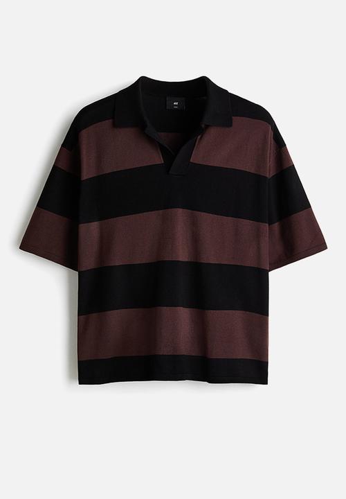 H&M - Loose fit polo shirt - brown/striped