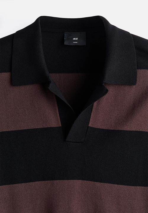 H&M - Loose fit polo shirt - brown/striped