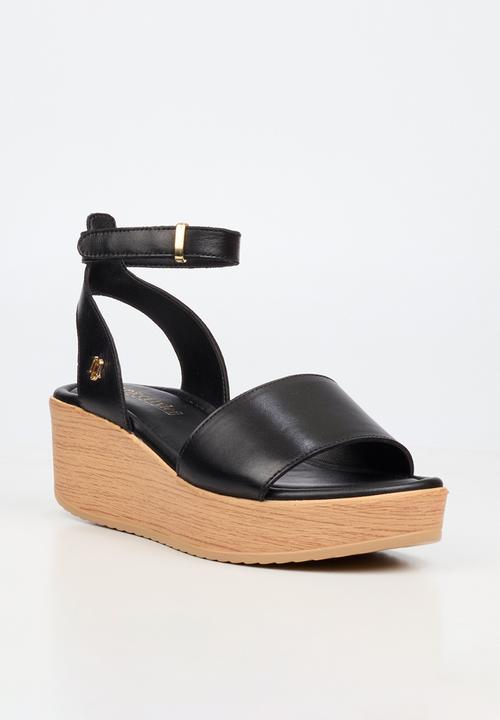 Nicci Tyler - Luisa 1 Leather Espadrille Wedge Heel - Black