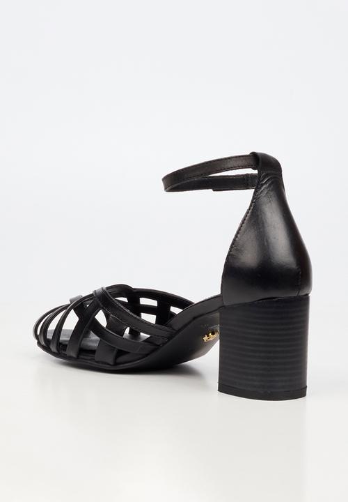 Nicci Tyler - Renata 1 Leather Strappy Block Heel - Black
