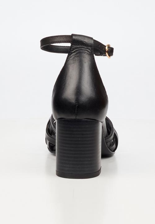 Nicci Tyler - Renata 1 Leather Strappy Block Heel - Black