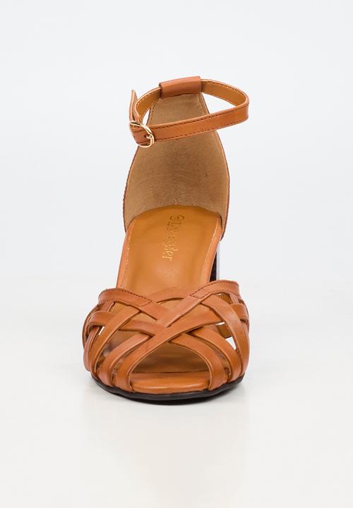 Nicci Tyler - Renata 1 Leather Strappy Block Heel - Tan