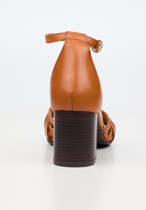 Nicci Tyler - Renata 1 Leather Strappy Block Heel - Tan