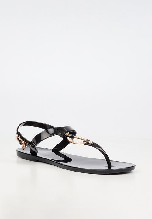 Viabeach - Birdy 1 diamante trim jelly sandal - black
