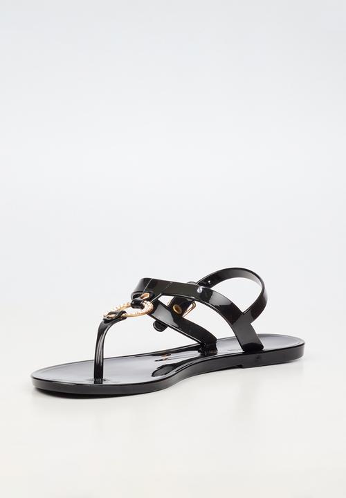 Viabeach - Birdy 1 diamante trim jelly sandal - black