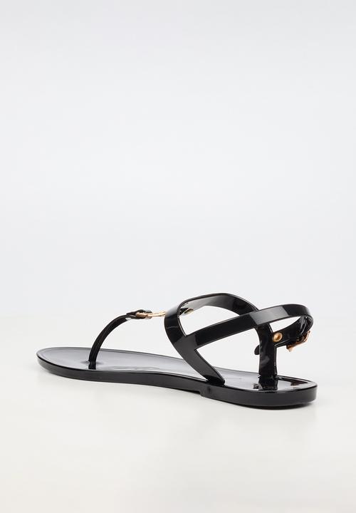 Viabeach - Birdy 1 diamante trim jelly sandal - black