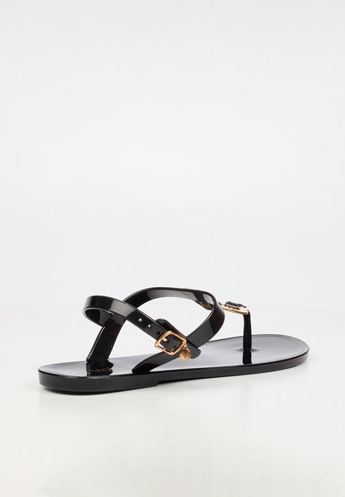 Viabeach - Birdy 1 diamante trim jelly sandal - black