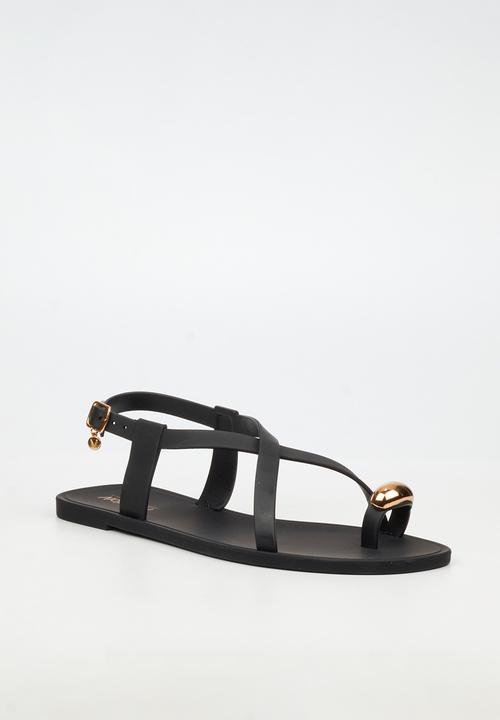 Viabeach - Kenzy 2 gold trim jelly sandal - black