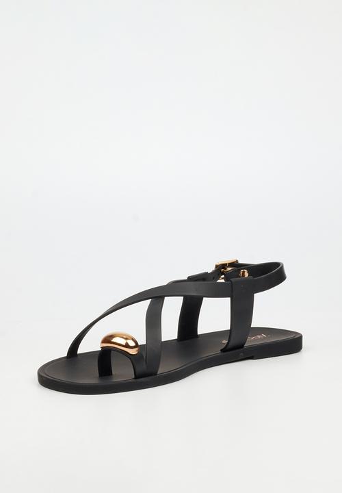 Viabeach - Kenzy 2 gold trim jelly sandal - black