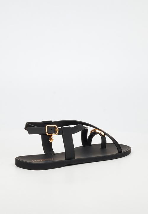 Viabeach - Kenzy 2 gold trim jelly sandal - black