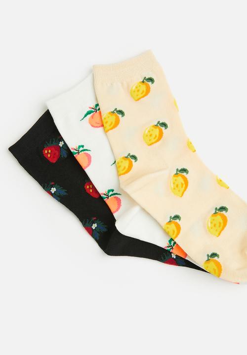 Tessa Design - 3pk mixed fruit socks-multi