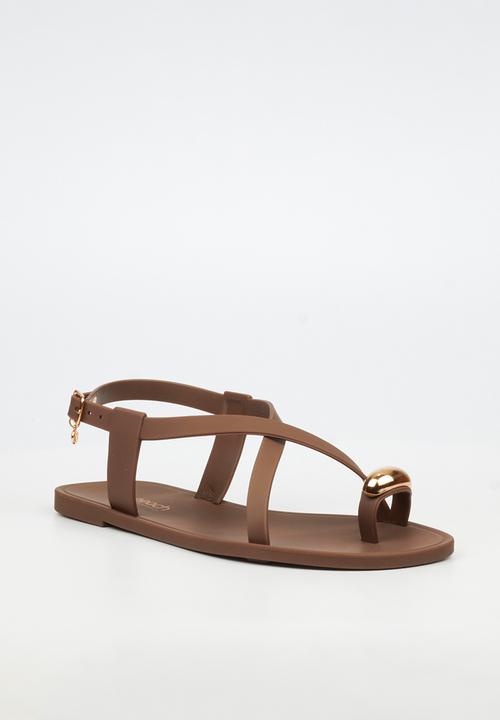 Viabeach - Kenzy 2 gold trim jelly sandal - chocolate