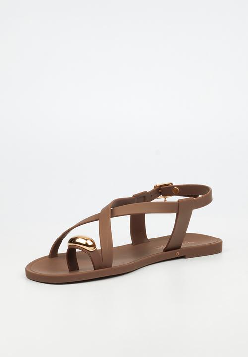 Viabeach - Kenzy 2 gold trim jelly sandal - chocolate