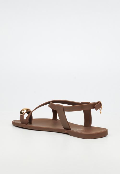 Viabeach - Kenzy 2 gold trim jelly sandal - chocolate