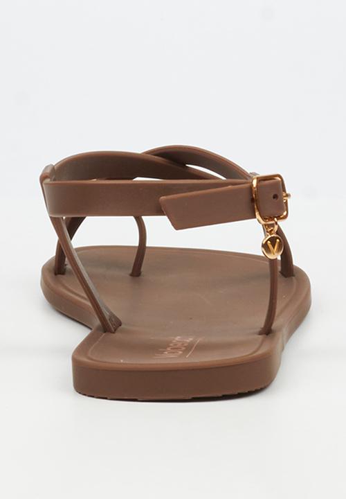 Viabeach - Kenzy 2 gold trim jelly sandal - chocolate