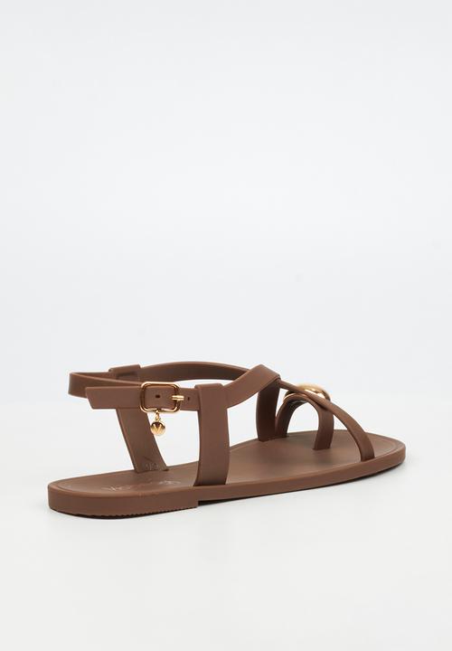 Viabeach - Kenzy 2 gold trim jelly sandal - chocolate