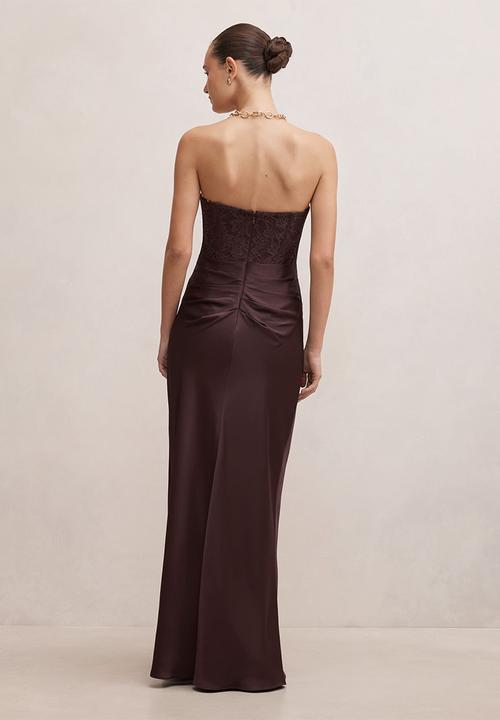 Forever New - Ivy lace corset drape maxi dress in dark chocolate