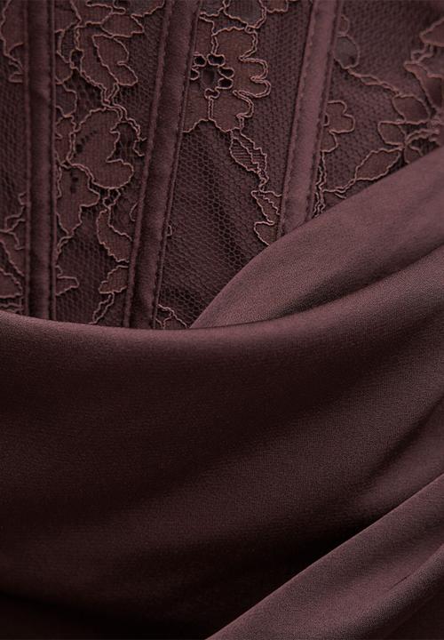 Forever New - Ivy lace corset drape maxi dress in dark chocolate