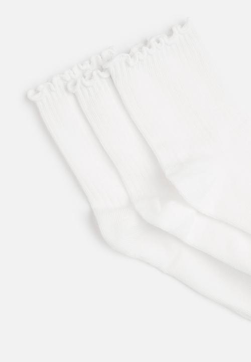 Tessa Design - 3 Pack frill trim socks - white