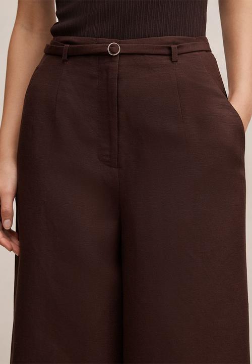 Forever New - Matilda linen blend wide leg pants in chocolate freckle