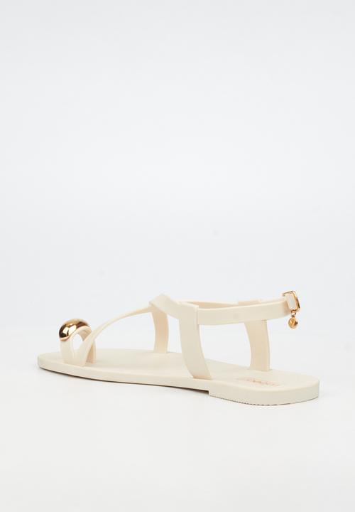 Viabeach - Kenzy 2 gold trim jelly sandal - ivory