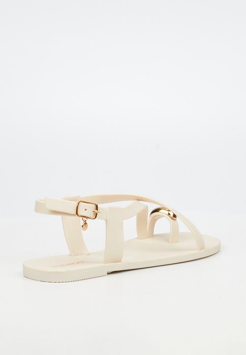 Viabeach - Kenzy 2 gold trim jelly sandal - ivory