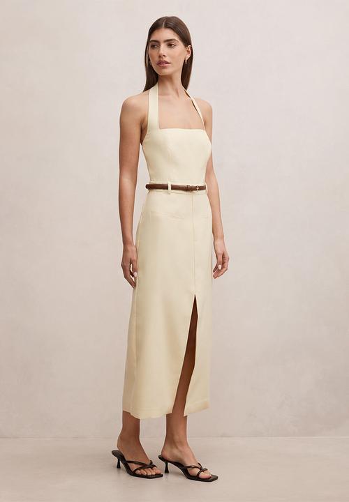Forever New - Sara tailored column midi dress in spring daffodil