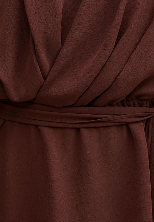 Forever New - Samantha tipped draped mini dress in dark chocolate truffle