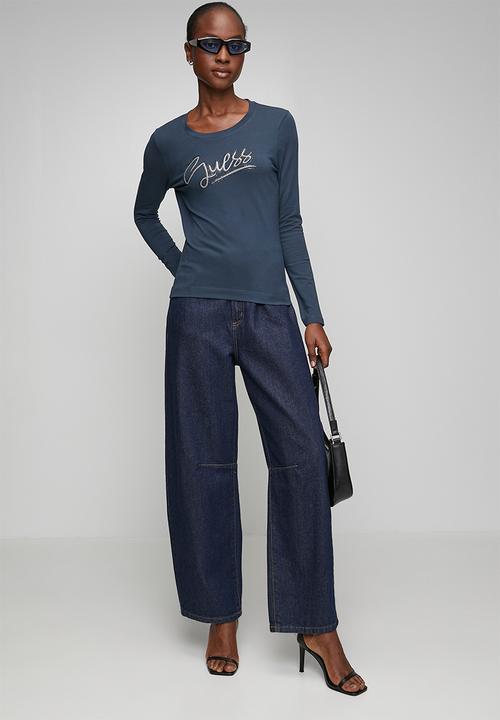 GUESS - Ls Cn Guess Script Tee - Moonlit Night