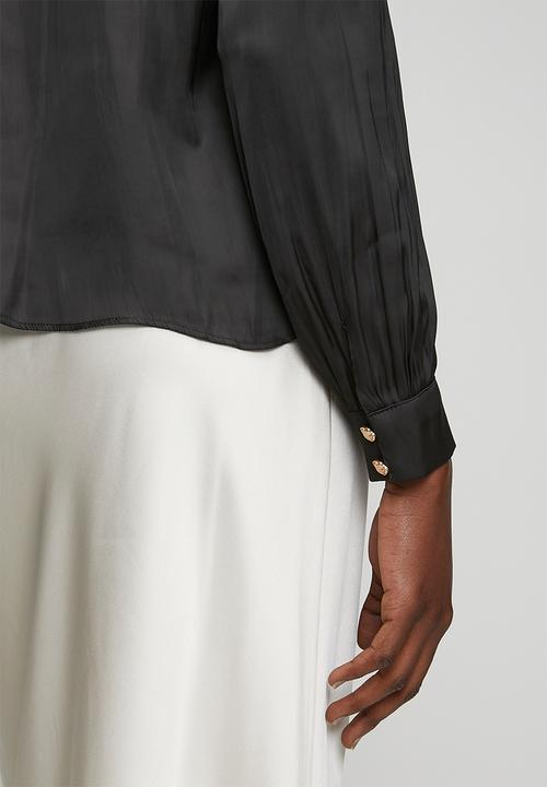 New Look - Judy Satin Btn High Neck Blouse - Black