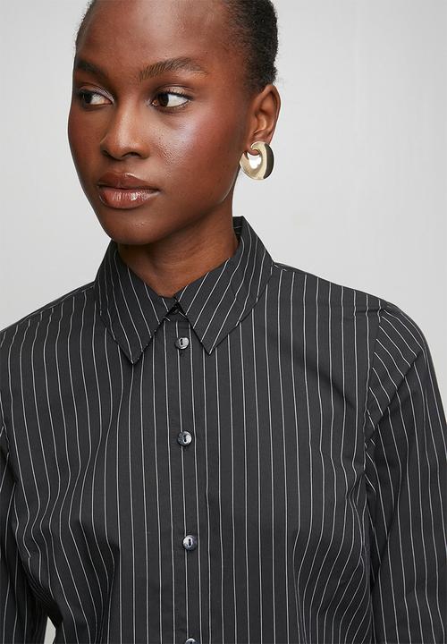 New Look - Sadie Slim Stripe Shirt - Black / Cream Stripe
