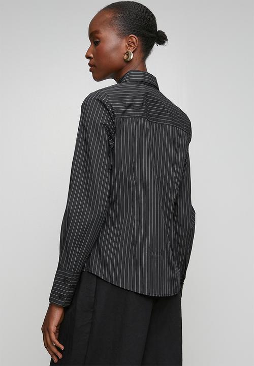New Look - Sadie Slim Stripe Shirt - Black / Cream Stripe