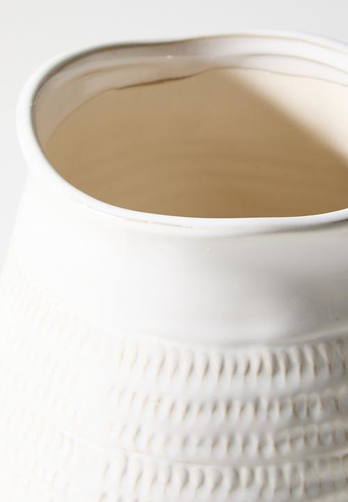 Sixth Floor - Stoneware Textured Vase - White