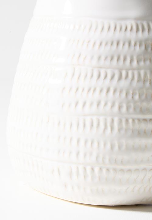 Sixth Floor - Stoneware Textured Vase - White