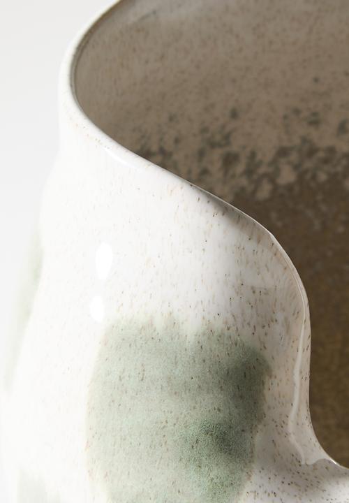 Sixth Floor - Stoneware Vase - Green & Natural
