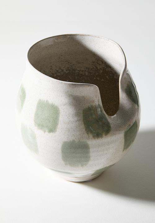 Sixth Floor - Stoneware Vase - Green & Natural