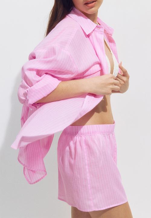 H&M - Cotton beach shirt - pink/pinstriped