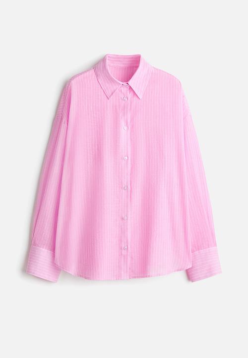 H&M - Cotton beach shirt - pink/pinstriped