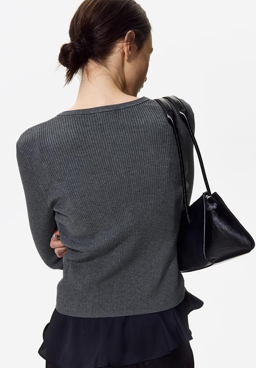 H&M - Ribbed cardigan - dark grey marl