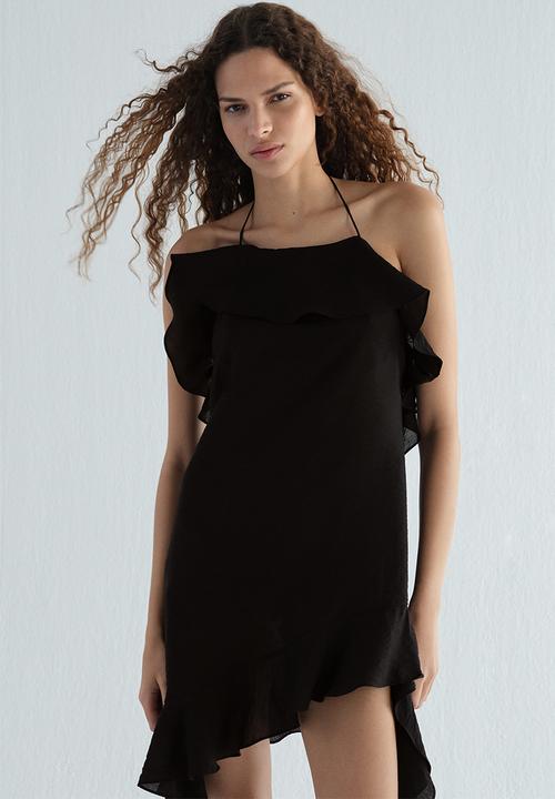 H&M - Flounced halterneck dress - black