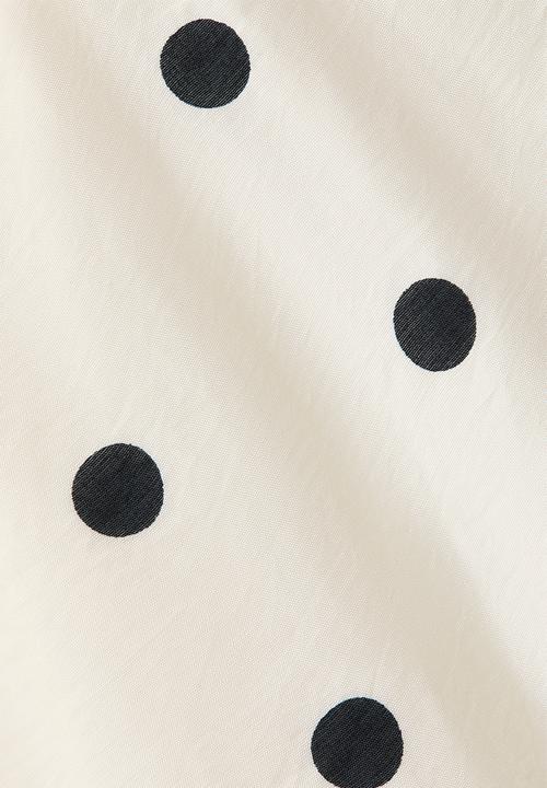 H&M - Flounced halterneck dress - cream/polka dot