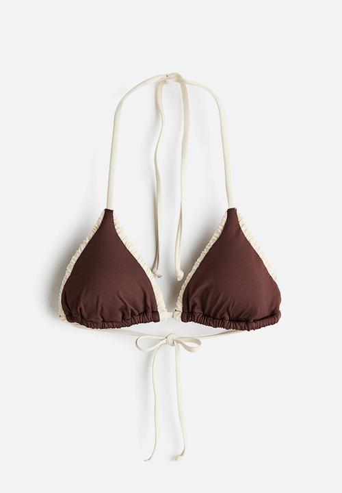 H&M - Padded triangle bikini top  - dark brown/cream