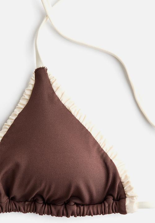 H&M - Padded triangle bikini top  - dark brown/cream