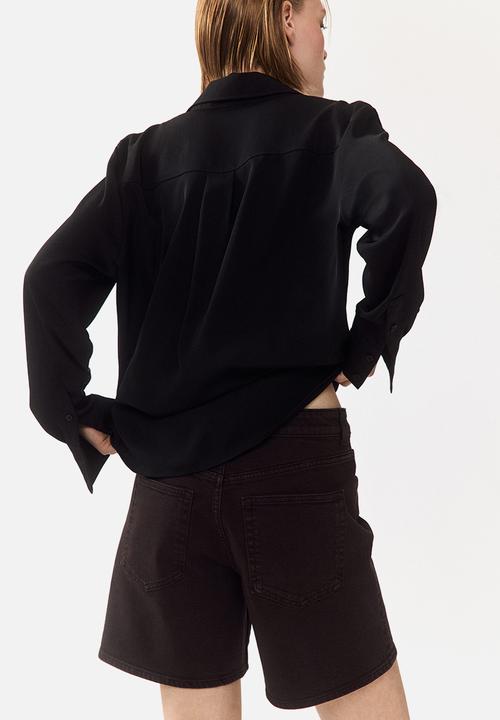 H&M - High-waisted denim shorts - dark brown