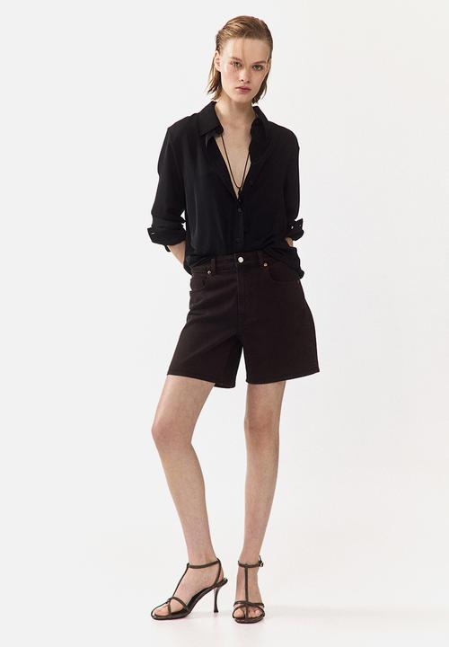 H&M - High-waisted denim shorts - dark brown